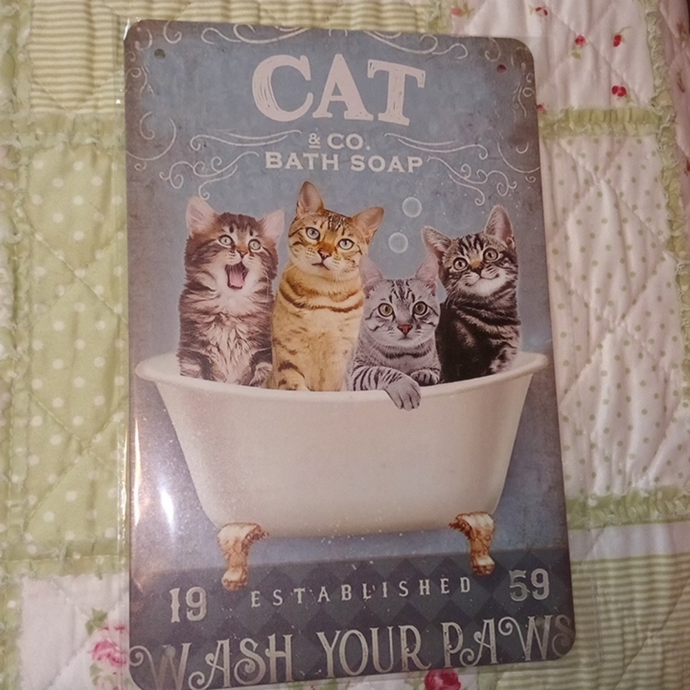 Bathtub Cats Aluminum Sign